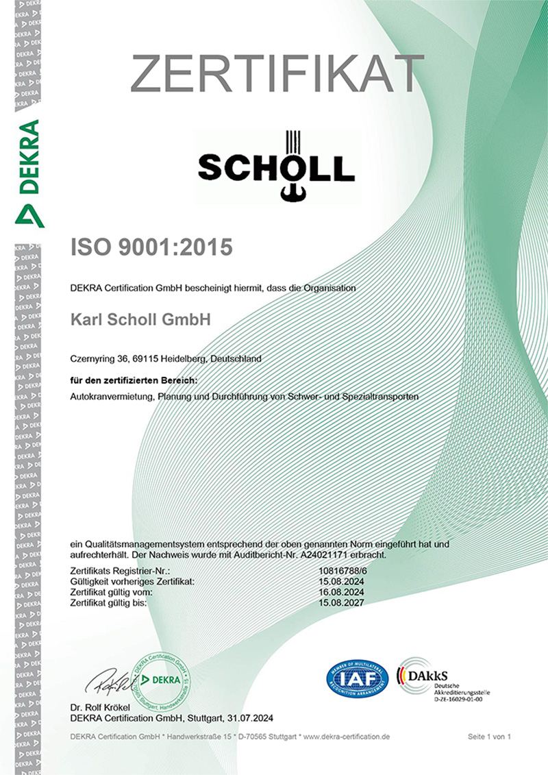 ISO Zertifikat 2024-2027 (Norm ISO 9001:2025)